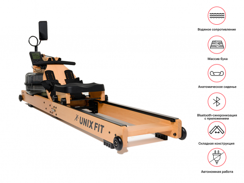 Гребной тренажер UNIXFIT Wood Rower Light - 2